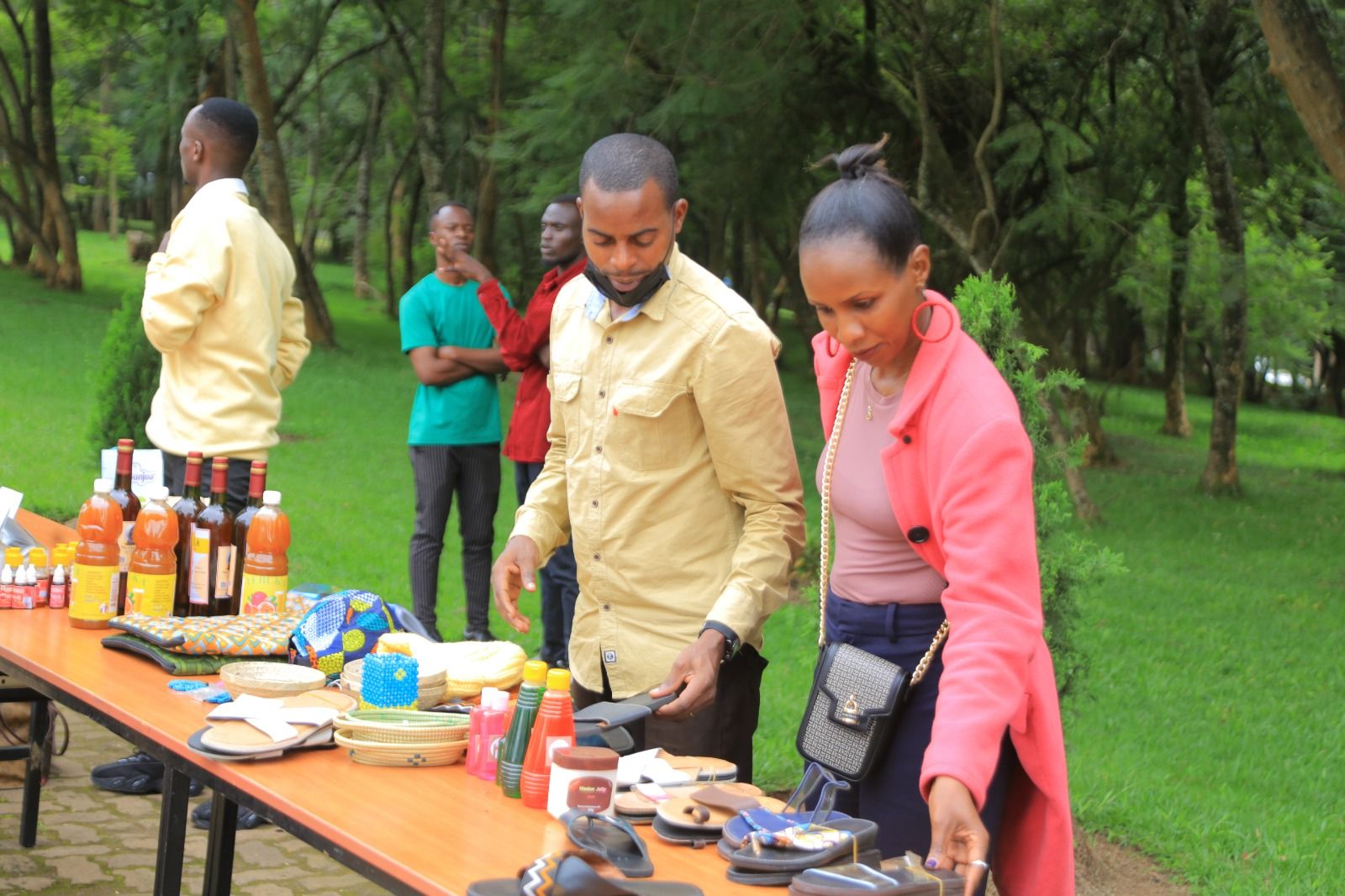 Farm products displayed at a market linkage event